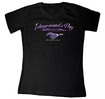  I Always Wanted A Pony  (Giddy-Up) Black V-Neck Tee - Cute Shirt! FREE US SHIP • $37.09