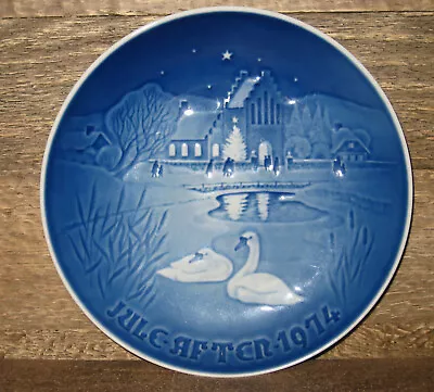 B&G  Blue CHRISTMAS Plate. 1974 “Christmas In The Village” + Christmas 1974 LE • $19.99