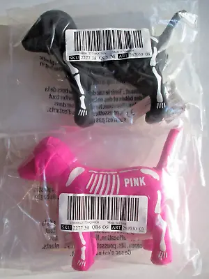 VICTORIA'S SECRET PINK Lot Of 2 Stuffed Skeleton Dogs VS Pink And Black Dog Toy • $30