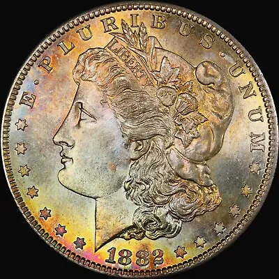 1882-s Pcgs Ms67 Colorful Rainbow Toned Morgan Silver Dollar • $1599