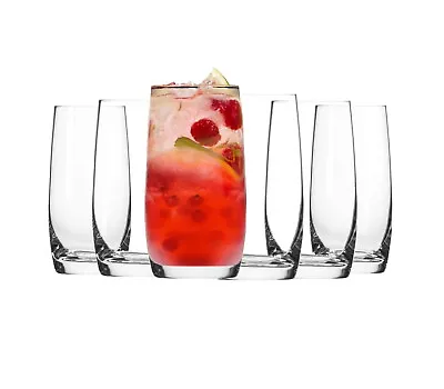 6 X Highball Glasses Hiball Tumblers Glass Long Drink Water Juice Cocktail 350ml • £11.99