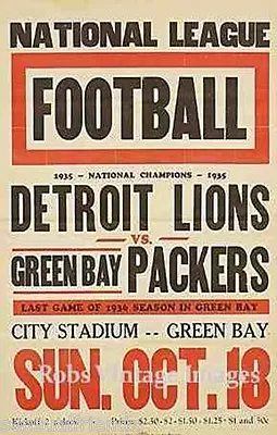 Detroit Lions Vs Green Bay Packers Football Poster 1936 NFL Vintage NFL Print • $9.99