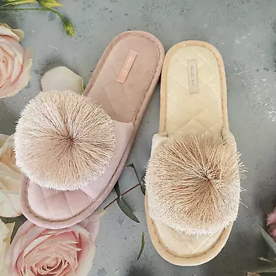 Women Pom-pom House Slippers Wedding Slippers Bridesmaid Slippers  YZA007 • £34.02