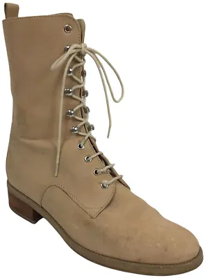 Vintage Flings Camel Suede Leather “Prairie” Lace Up Granny Boots Sz 6.5 • $26