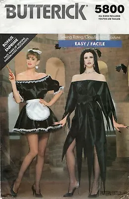 Butterick 5800 French Maid Magenta RHPS Elvira Dark Mistress COSTUME Sz 6-18 UC • $10.95