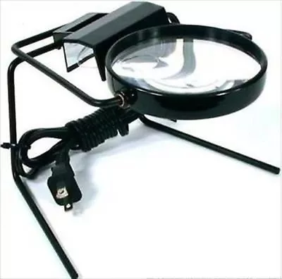 Electric Table Top Lighted Illuminated Magnifier Glass Lamp Tabletop Stamp Hobby • $40.99