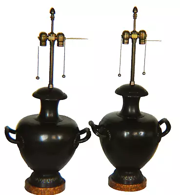 Marbro Lamp Co Hydria Bronze Finish Metal Urn Handle Lamps • $1400