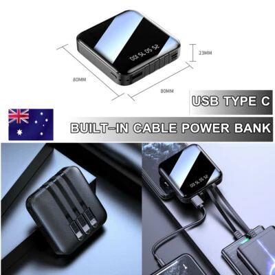 $20.65 • Buy Portable 10000mah Power Bank USB TYPE C Cable Battery Phone Charger Led Light AU