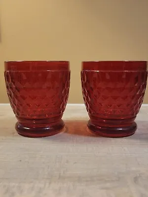 Set Of Two Villeroy & Boch Boston Red Double Old Fashioned Glasses • $20