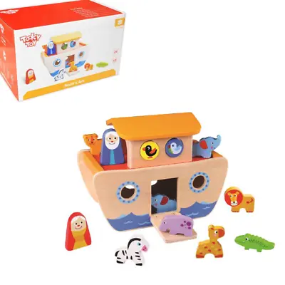 £16.99 • Buy WOODEN NOAH'S ARK AND ANIMALS PLAYSET Kids Wood Toys 18 Pieces Gift 