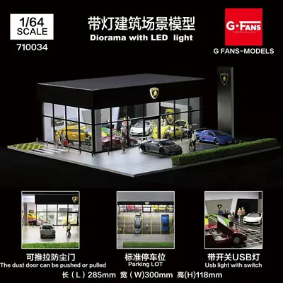 G-FANS Assemble Diorama 1:64 LED Model Car Station -Lambro Exhibition Hal • $43.54