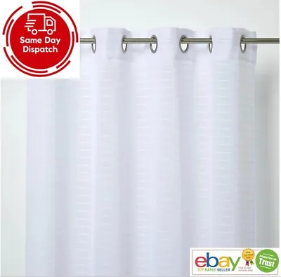 White Plain Sheer Panel Voile Net Curtain Eyelet Ring Top Single Panel 260X140cm • £7.99