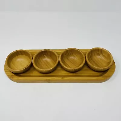 $24.99 • Buy Pampered Chef Bamboo Tray And 4 Mini Bowls Set 1/2 Cup Capacity Each Bowl EUC