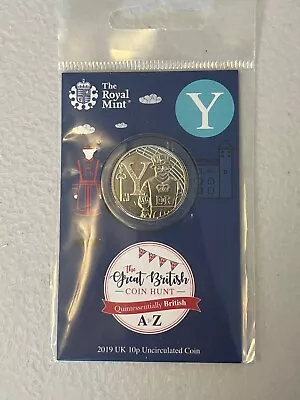 A-Z 10p Coin. Letter Y. 2019. Royal Mint Carded. BUNC. • £2