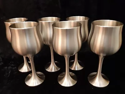 Set Of 6 SELWIN SOLID  PEWTER Wine Goblets TOP  QUALITY.ESTATE FIND NEW BOXED • $188.30