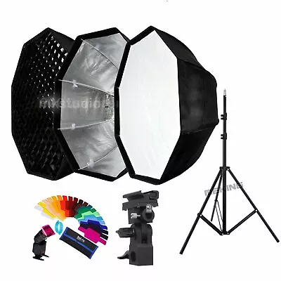 80cm Umbrella Octagon Softbox With Grid Stand For Studio Strobe Flash Lighting • $56.75