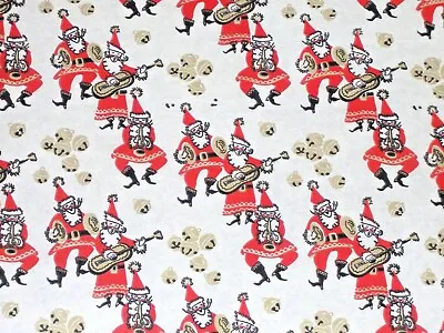 Vtg Christmas Wrapping Paper Gift Wrap  Musical Santa Sleigh Bells 1950 Nos • $7.49