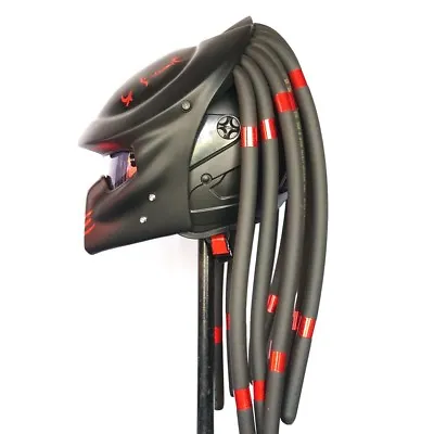 Pro Predator Matt Black Motorcycle Helmet LÁmpara Roja Personalizada Moto Skull • $453.20