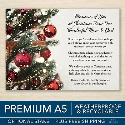 Mam And Dad Christmas Memorial Grave Graveside Card Fully Weatherproof A5 • £1.99