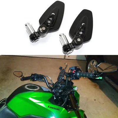 For Kawasaki Z125 Z650 Z750 Z800 Custom Motorcycle 7/8  Handle Bar End Mirrors • £23.99