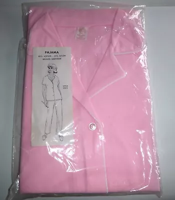 NOS Vtg 60s 70s Milco Undergarments Brushed Acetate & Nylon Pink Pajamas Sz 34 • $24