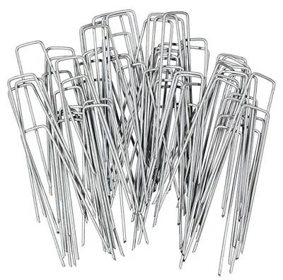 Metal Ground Garden Weed Barrier Membrane Pins Fabric Hooks Pegs Staples U Pins • £4.99