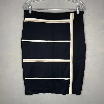 WHBM Striped Bandage Bodycon Mini Skirt Womens 8 Stretch Office Career Side Zip • $4.49