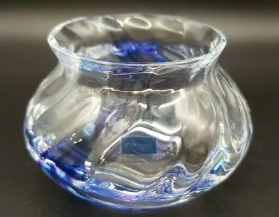 Vintage CAITHNESS Blue And Damson Glass Swirl Bowl Labelled 6.5 Cm High • £7.50