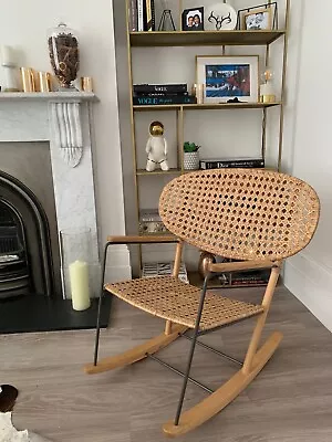 IKEA GRONADAL Rattan And Ash Rocking Chair Wicker Cane Modern • £19.99