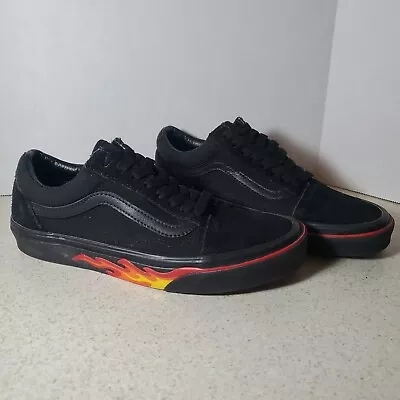 Vans Old Skool Flame Wall Canvas Sneaker Black Red Women's Sz 8 Men's Zz 6.5 • $28.50