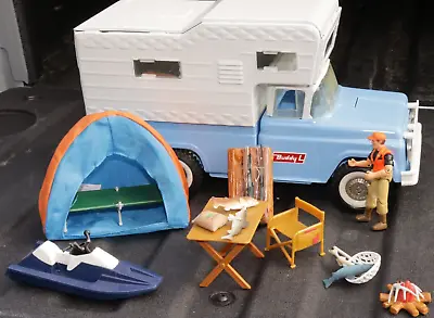 Buddy L Camper Pickup Truck With Cool Camping Accessories Pressed Steel Repaint • $279.99