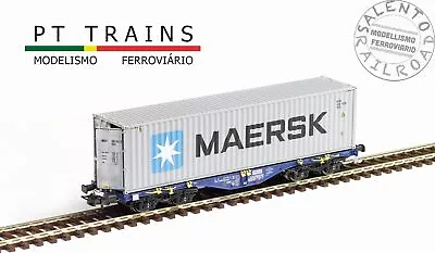 PT Trains 100264 Tank Marchandises SNCF Type Sgmmnss Avec Container 40' Maersk • $77.93