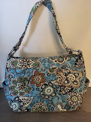 Vera Bradley Medium Shoulder Bag Bali Blue Floral Pattern Magnetic Clasp NWOT • $35
