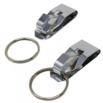 $12.99 • Buy 2 Pcs Secure Belt Clip Key Holder W Metal Hook & Heavy Duty 1 1/4  Keychain Ring