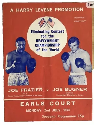 1973 Joe Frazier Vs Joe Bugner On-Site Boxing Programme SIGNED John Conteh • £30