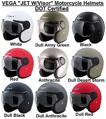 VEGA  JET W/ Visor  Open Face DOT Certified Motorcycle Helmets • $57