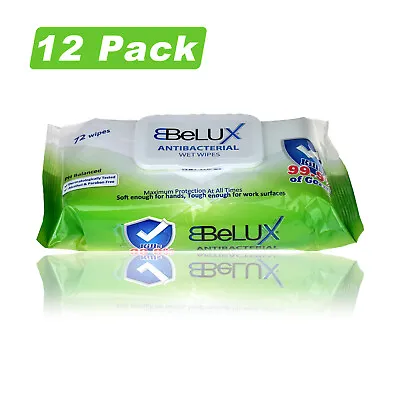 £24.99 • Buy 12 Packs Belux Antibacterial Wet Wipes Kills 99.9% Of Germs (72 Wipes Per Pack)