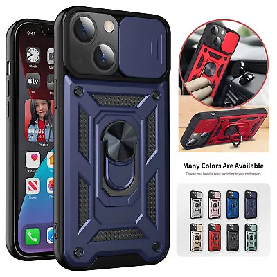 Military Shockproof Ring Case Slide Lens For IPhone 15 Pro Max 14 13 12 11 XR XS • $2.99