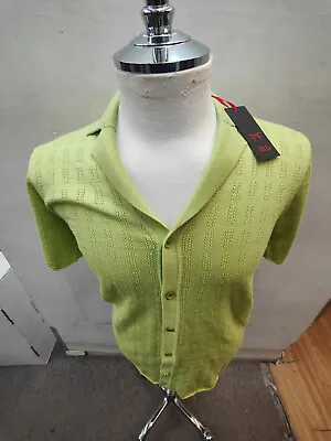 £19.50 • Buy Devil's Advocate Men's Abbey Green Short Sleeve Knitted Shirt Medium Cotton