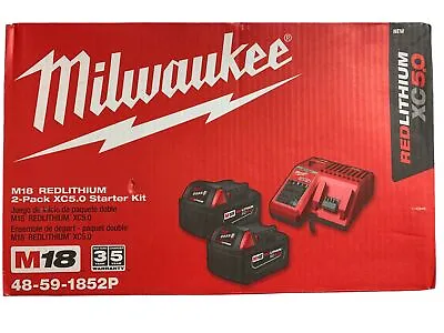 Milwaukee M18 Charger 48-59-1852P 2 X 48-11-1850 & Charger Starter Kit • $139.99