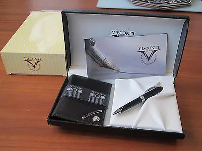 Visconti Premium Black Calf Leather Wallet NN5 And Mini Ballpoint.  • $125.23