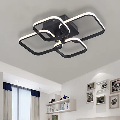 Modern Chandelier LED Lamp Black Frame Ceiling Light Living Room Pendant Lights • £45.95