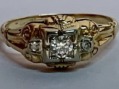 14k Solid Yellow Gold Diamond Ring. Estate Vintage Antique European Cut • $249