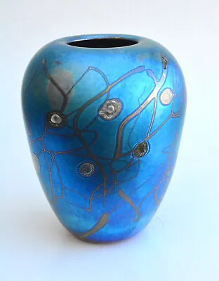 Blue Luster Vase With Millefiore Design. Blown Glass • $525