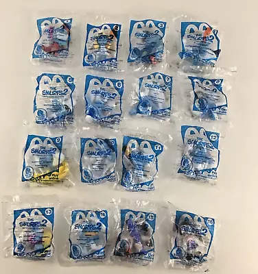 The Smurfs 2 McDonald's COMPLETE 16 Figures Happy Meal Toys Lot SEALED 2013 • $47.96