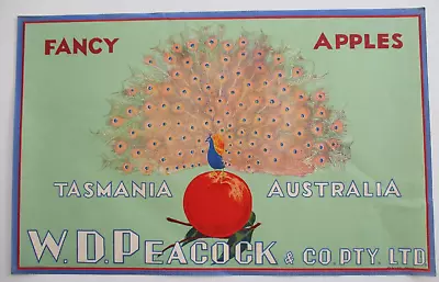 Vintage Apple Label Peacock #563 Tasmania Australia • $29.99