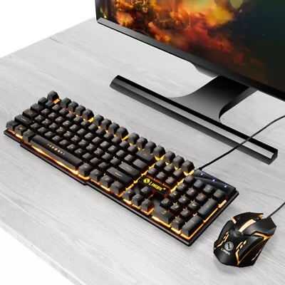 Light Keyboard Mouse Set White Gaming Keyboard Fashion Floating Keying  Work • $40.39