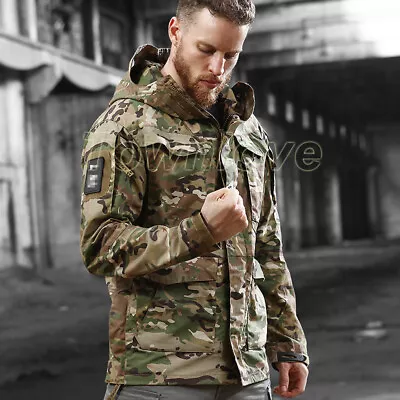 Mens Camouflage Army Tactical Hooded Jacket M65 Military Coat Casual Windbreaker • $54.99