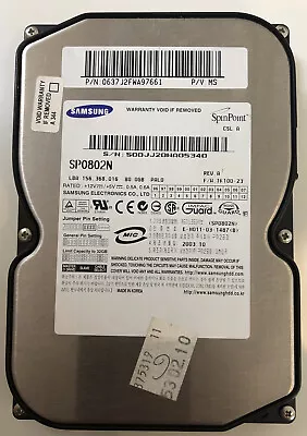 Samsung SP0802N 80GB PALO Spinpoint ATA/IDE PATA Hard Drive 3.5  • £26