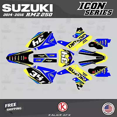 Graphics Decal Kit For Suzuki RMZ250 2014 2015 2016 Icon Series - Yellow • $150.43